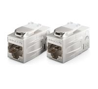 deleyCON 2 Pezzi CAT 7 Accoppiamento Keystone Metallo 2x RJ45 Jack Connettore per RJ45 Patch Cable 600 MHz 10 Gbps LAN DSL Ethernet e Utilizzabile Come Keystone - Argento