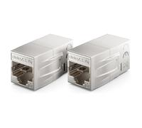 deleyCON 2 Pezzi CAT 7 Accoppiatore Connettore Adattatore Metallico Patch Cable LAN DSL Ethernet RJ45 Estensione 2x RJ45 Presa 600 MHz 10Gbps Argento