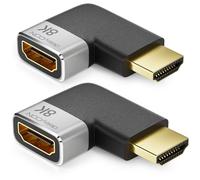 deleyCON 2 Pezzi Connettori di Accoppiamento Adattatore HDMI 8K@60Hz / 4K@120Hz UHD 7680x4320 Alluminio HDMI 2.1 ARC HDR10+ Vision VRR ALLM 48Gbps Angolato a Sinistra Grigio Nero