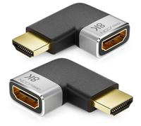deleyCON 2 Pezzi Connettori di Accoppiamento Adattatore HDMI 8K@60Hz / 4K@120Hz UHD Alluminio HDMI 2.1 ARC HDR10+ Dolby Vision VRR ALLM 48Gbps Angolato Destra/Sinistra Grigio Nero