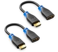 deleyCON 2 Pezzi Estensione HDMI per TV Stick - Cavo Adattatore HDMI per Roku Chromecast Streaming - 4K 60Hz HDR10+ per TV Monitor Beamer Notebook PC 10cm Breve - Nero Blu