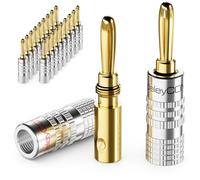 deleyCON 20 Pezzi Connettori a Banana Come Set - Placcato Oro Avvitabile per Cavo per Altoparlanti 0,75 mm - 4,5 mm & ad Esempio HiFi Ricevitore - Argento