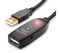 deleyCON 20m USB 2.0 Ripetitore Cavo di Estensione Attivo con 2 Amplificatore di Segnale Porte USB-A e USB-A - Nero