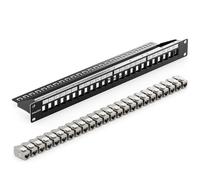 deleyCON 24 Porte CAT 8 Patchpanel Set Campo di Distribuzione Patch Panel 19" 1U + 24x Modulo Keystone Jack RJ45 CAT8 40 Gbit/s 2000 MHz Compatibile con Cavo D'Installazione CAT7 CAT-8 Ethernet Rete