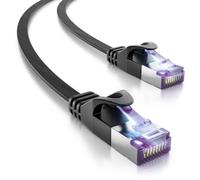 deleyCON 25m Cavo di rete Piatto Cat7 RJ45 10 Gbit/s LAN - Nero | Cavo patch Ethernet RJ45, cavo piatto per installazione, per internet, switch, router, modem e pannello di permutazione