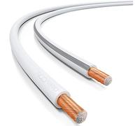 deleyCON 25m Cavo per Altoparlanti 2x 1,5mm² Alluminio Rivestito in Rame CCA Marcatura di Polarità 2x48x0,20mm Treccia BauPVO/CPR - Bianco