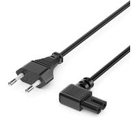 deleyCON 2m Cavo Alimentazione Corrente Linea Connettore Tipo C Spina Euro a Presa C7 90° Angolato Cavo Euro Dispositivi Compatti TV Blu-Ray Elettrodomestici Alimentatori - Nero