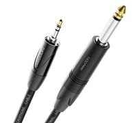 deleyCON 2m Cavo Jack 6,35mm Mono a 3,5mm Stereo AUX - Qualità Studio - in puro Rame OFC (AWG24) - per Chitarra Elettrica Basso Amplificatore Mixer Tastiera
