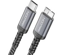 deleyCON 2m Cavo USB 3.0 Micro-B 5 Gbps - USB-C a Micro-B - Cavo Dati in Nylon per Box/HDD/SSD Esterni - per Toshiba, WD, Seagate, Samsung ecc.