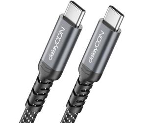 deleyCON 2m Cavo USB-C 40 Gbps 240W USB 4.0 Cavo di Ricarica e Dati, DP Alt Mode, 8K@60Hz per Notebook, MacBook, Monitor, SSD, iPad, iPhone 17 16 Air Max Pro, Galaxy S25 ecc.
