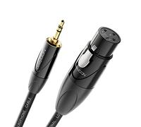 deleyCON 2m Presa XLR a Jack 3,5mm Maschio Cavo Stereo AUX | Cavo per microfono, cavo adattatore audio, qualità da studio, rame OFC AWG24, con meccanismo di bloccaggio in metallo