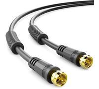 deleyCON 2m SAT TV Cavo Antenna Cavo Coassiale HDTV Quad Shield DVB-S DVB-S2 Radio DAB Guaina Current Filter Ferrite Core - Nero