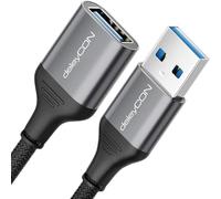deleyCON 2m USB 3.0 Estensione 5Gbps Prolunga (Spina A a Presa A) Connettore in Alluminio + Cavo in Nylon Cavo Dati per Tastiera, Lettore di Schede, Stampante, Scanner, Fotocamera ecc.