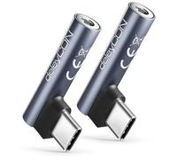 deleyCON 2x Adattatore Audio USB-C su Jack 3,5 mm - per Cuffie, Musica, Chiamate e Microfono - Compatibile con Smartphone, Tablet, Headset e Speaker - per iPhone 17/16/15, iPad, Galaxy S25/S24/A16/A56