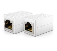 deleyCON 2x Adattatore RJ45 (1000 Mbit) - Giunto per Prolungare Cavi LAN Gigabit - Connettore Ethernet Compatibile con Cavi Cat8, Cat7, Cat6, Cat5 - Supporta DSL e PoE - 2 Porte RJ45 Femmina - Bianco