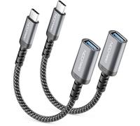 deleyCON 2x Adattatore USB-C a USB 10 Gbps OTG - Spina C a Presa A - Cavo per iPhone 17/16/15 Air/Pro/Max, Galaxy S25/S24/S23, A56, A16, Tablet, MacBook, iMac, iPad, Notebook ecc.