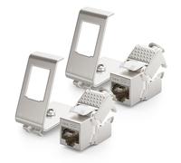 deleyCON 2x CAT6a Modulo Jack Keystone con 2x Adattatore 1 Porta per Barra DIN Come Set Schermatura in Metallo STP Presa RJ45 Rete 10 Gbit/s Montaggio a Scatto per Barre da 35mm