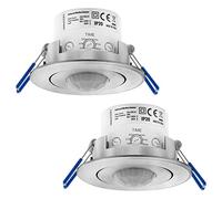 deleyCON 2x Infrarossi Rilevatore di Movimento a Soffitto All'interno - Portata 8m a 360° Luminosità Ambientale Regolabile IP20 da Incasso Alluminio