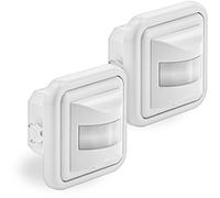 deleyCON 2x Infrarossi Rilevatore di Movimento Incassato Montaggio a Parete Interiore Controllo Della Luce 160° Area di Lavoro Portata 9m Sensore di Luce Integrato Bianco