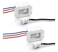 deleyCON 2x Mini Infrarossi Rilevatore di Movimento All'interno Portata 6m a 360° la Costruzione Più Piccola Quasi Invisibile IP20 da Incasso - Bianco