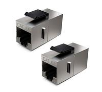 deleyCON 2x Modulo Keystone CAT6a Accoppiatore Patch 10 Gbit/s Schermato - Doppia Presa RJ45 per Patch Panel/Supporto Keystone - Estensione