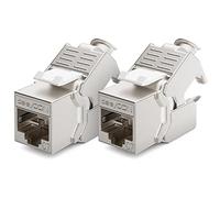 deleyCON 2x Modulo Keystone CAT7 - Compatibile con Cavi CAT7/CAT6/CAT6a - per Cavi Rigidi e Patch - Schermatura STP - Presa RJ45 fino a 1000 MHz e 10 Gbit/s - con Morsetto a Taglio (LSA)