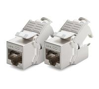 deleyCON 2x Modulo Keystone Jack CAT6a Cavo Patch Cavo di Rete Connettore Schermatura STP Presa di Rete RJ45 Patch Panel Estensione del Supporto Keystone