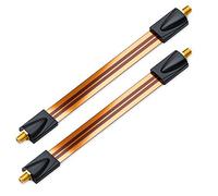 deleyCON 2x Passacavo per SAT - Lunghezza Totale 26cm, di Cui 17cm Flessibili - per Finestre e Porte - Dorato, Ultra Piatto, Schermato e con Adesivi - Rame