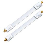 deleyCON 2x Passacavo per SAT - Lunghezza Totale 26cm, di Cui 17cm Flessibili - per Finestre e Porte - Dorato, Ultra Piatto, Schermato e con Adesivi - Bianco