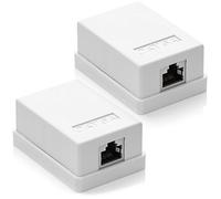 deleyCON 2x Presa di Rete CAT6a - 1x RJ45 Femmina, FTP Schermata - Montaggio a Parete Esterno - 10 Gbit - Presa Ethernet LAN RAL 9003 - Bianco