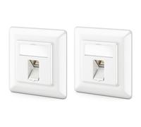 deleyCON 2x Presa di Rete CAT6a da Incasso con RJ45 Keystone - 10 Gbps, STP Schermata - Presa Dati per Patchcord, Cablaggio di Rete ed Ethernet da Installazione, Gigabit LAN - Bianco