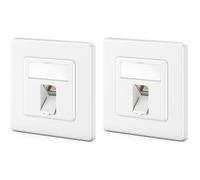 deleyCON 2x Presa di Rete CAT8 da Incasso con RJ45 Keystone - 40 Gbps, STP Schermata - Presa Dati per Cavo Patch, Cavi di Rete, Cavi Ethernet da Installazione, Gigabit LAN - Bianco