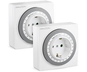 deleyCON 2x Timer di Spegnimento Meccanico Interruttore Orario Orologio di Spegnimento Rotella Manuale 96 Accensioni al Giorno Interno 3500W Bianco
