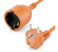 deleyCON 3,0m Cavo di Prolunga con Spina Tipo F (CEE 7/4) Angolato a 90° a Spina (CEE 7/3) - Cavo di Alimentazione per TV, PC, Computer, Proiettore - Arancione