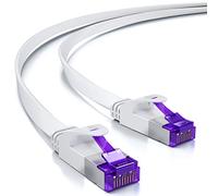 deleyCON 3,0m Cavo di rete Piatto Cat7 RJ45 10 Gbit/s LAN - Bianco | Cavo patch Ethernet RJ45, cavo piatto per installazione, per internet, switch, router, modem e pannello di permutazione