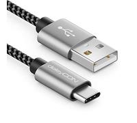 deleyCON 3,0m Nylon Cavo USB-C Cavo di Ricarica Cavo Dati USB Tipo C Spina in Metallo Ricarica e Sincronizzazione di Telefono Cellulare e Smartphone