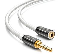 deleyCON 3,0m Prolunga per Jack Audio Stereo - Presa Jack 3,5mm a Spina Jack 3,5mm - Cavo AUX Tappo in Metallo - Bianco