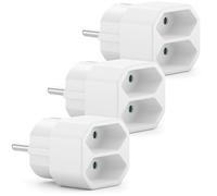 deleyCON 3 Pezzi Adattatore Multiplo Presa Multipla Interno Cavo Alimentazione Spina Europea Multi Uscita 2x Connettore Euro 2,5A Interno max. 1100W Bianco