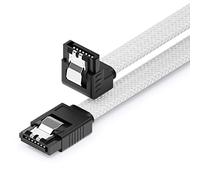 deleyCON 30cm Cavo SATA 3 Nylon 6 Gbit/s Dati SATA III Connessione Serial ATA Collegamento per Mainboard & Disco HDD SSD 1 Connettore S-ATA l 90° Angolato Bianco