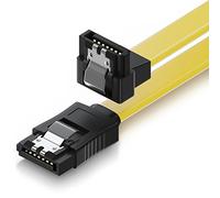 deleyCON 30cm Cavo SATA III (S-ATA 3) - Cavo Dati/Connessione per HDD e SSD con Clip Metallica - Velocità 6 Gbit/s - 1 Connettore Dritto 1 Connettore a 90° L-Type - Giallo