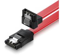 deleyCON 30cm Cavo SATA III (S-ATA 3) - Cavo Dati/Connessione per HDD e SSD con Clip Metallica - Velocità 6 Gbit/s - 1 Connettore Dritto 1 Connettore a 90° L-Type - Rosso