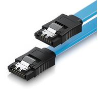deleyCON 30cm Cavo SATA III S-ATA 3 Dati - Cavo Collegamento HDD SSD Connessione Clip Metallo 6 GBit/s - 2 Connettori L-Type Dritti - Blu