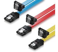 deleyCON 3x 50cm Cavo SATA III S-ATA 3 Dati per SSD HDD Disco 6 GBit/s Cavo Collegamento Connessione - 1x Connettore Dritto 1x 90° L-Type - Giallo/Rosso/Blu