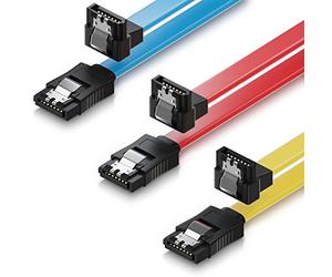deleyCON 3x 50cm Cavo SATA III S-ATA 3 Dati per SSD HDD Disco 6 GBit/s Cavo Collegamento Connessione - 1x Connettore Dritto 1x 90° L-Type - Giallo/Rosso/Blu