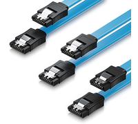 deleyCON 3x 50cm Cavo SATA III Set S-ATA 3 Dati - Cavo Collegamento HDD SSD Connessione Clip Metallo 6 GBit/s - 2 Connettori L-Type Dritti - Blu
