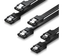 deleyCON 3x 50cm Cavo SATA III Set S-ATA 3 Dati - Cavo Collegamento HDD SSD Connessione Clip Metallo 6 GBit/s - 2 Connettori L-Type Dritti - Nero