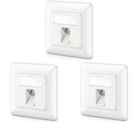 deleyCON 3x Presa di Rete CAT6a da Incasso con RJ45 Keystone - 10 Gbps, STP Schermata - Presa Dati per Patchcord, Cablaggio di Rete ed Ethernet da Installazione, Gigabit LAN - Bianco