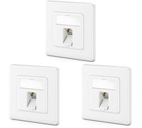 deleyCON 3x Presa di Rete CAT7 1 Porta - 10 Gigabit - Scatola da Incasso Ethernet LAN/Presa Dati Schermata + 3x Keystone RJ45 CAT7 per Cavo Patch DSL e Cavo di Installazione - Bianco