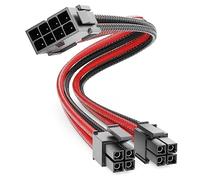 deleyCON 4+4-Pin EPS Processore CPU Cavo di Alimentazione Cavo di Estensione 30 cm - 18 AWG Scheda Madre PSU PC Computer Nylon Cavo di Corrente Spina a Presa - Nero Rosso