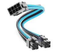 deleyCON 4+4-Pin EPS Processore CPU Cavo di Alimentazione Cavo di Estensione 30 cm - 18 AWG Scheda Madre PSU PC Computer Nylon Cavo di Corrente Spina a Presa - Nero Blu